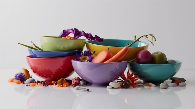 Miski z kolorowymi składnikami